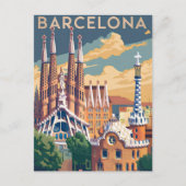 Vintage van Barcelona Spanje Briefkaart (Voorkant)