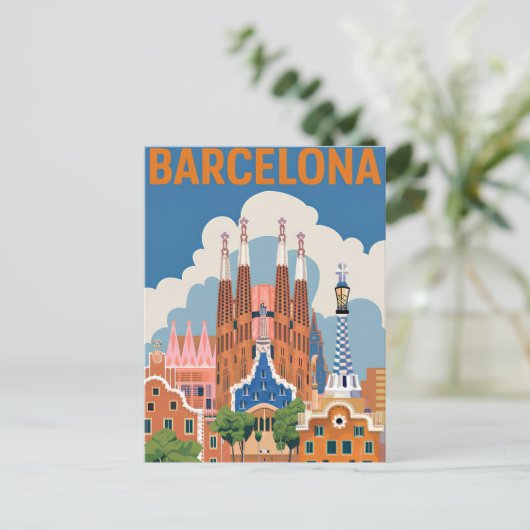 Vintage van Barcelona Spanje Briefkaart (Staand voorkant)