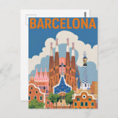 Vintage van Barcelona Spanje Briefkaart (Voorkant / Achterkant)