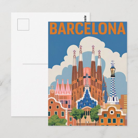 Vintage van Barcelona Spanje Briefkaart (Voorkant / Achterkant)