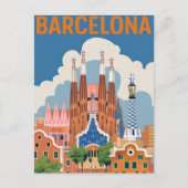 Vintage van Barcelona Spanje Briefkaart (Voorkant)