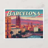 VINTAGE VAN BARCELONA SPANJE BRIEFKAART (Voorkant)