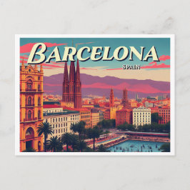 VINTAGE VAN BARCELONA SPANJE BRIEFKAART