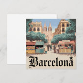 Vintage van Barcelona Spanje Feestdagenkaart (Voorkant / Achterkant)
