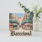 Vintage van Barcelona Spanje Feestdagenkaart (Staand voorkant)