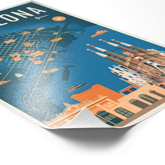 Vintage van Barcelona Spanje Foto Afdruk (Hoek)