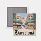 Vintage van Barcelona Spanje Magneet (Voorkant / Achterkant)