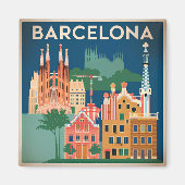 Vintage van Barcelona Spanje Magneet (Voorkant)
