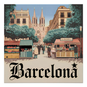 Vintage van Barcelona Spanje Perfect Poster
