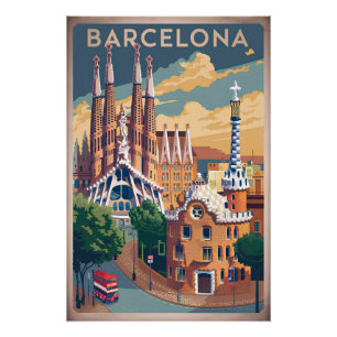 Vintage van Barcelona Spanje Perfect Poster