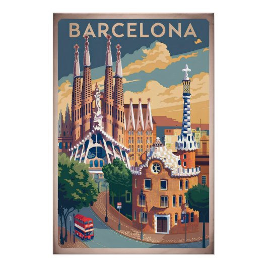Vintage van Barcelona Spanje Perfect Poster (Voorkant)