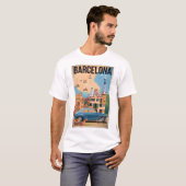 Vintage van Barcelona Spanje T-shirt (Voorkant volledig)