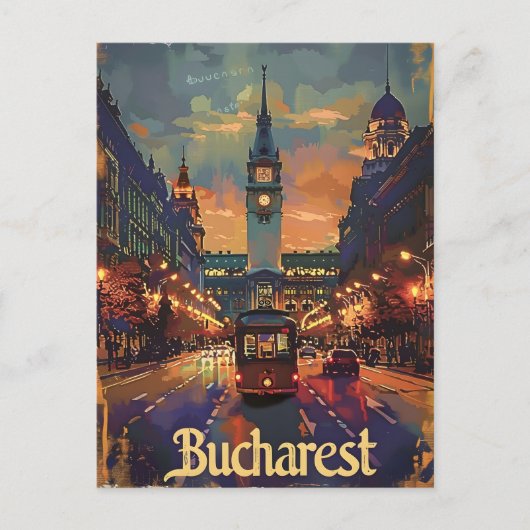 Vintage van Boekarest Briefkaart (Voorkant)