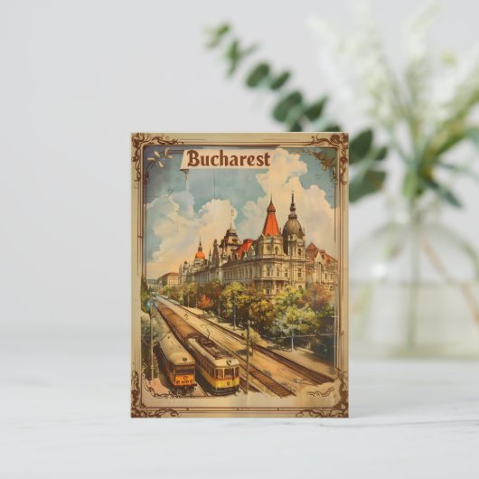 Vintage van Boekarest Briefkaart (Staand voorkant)