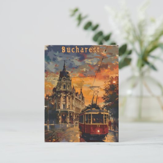 Vintage van Boekarest Briefkaart (Staand voorkant)