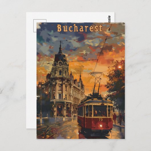 Vintage van Boekarest Briefkaart (Voorkant / Achterkant)