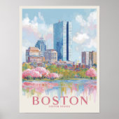 Vintage van Boston Cityscape Poster (Voorkant)