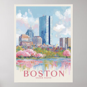 Vintage van Boston Cityscape Poster