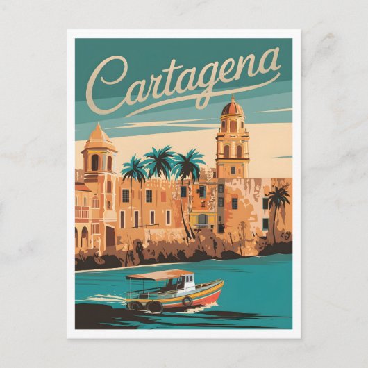 Vintage van Cartagena Briefkaart (Voorkant)