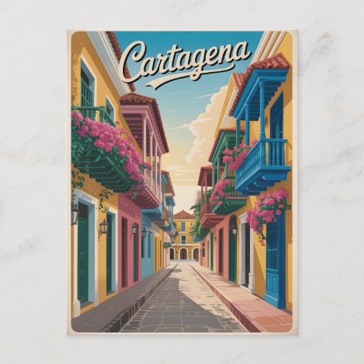 Vintage van Cartagena Briefkaart (Voorkant)