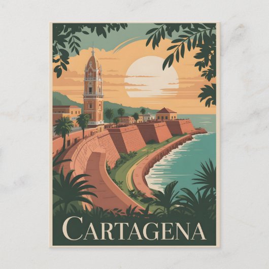 Vintage van Cartagena Briefkaart (Voorkant)
