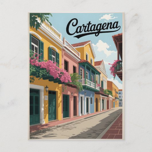 Vintage van Cartagena Briefkaart (Voorkant)