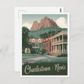Vintage van Charlestown Nevis Briefkaart (Voorkant / Achterkant)