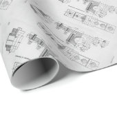 Vintage van de blauwdruk van de techniek cadeaupapier (Rol Hoek)