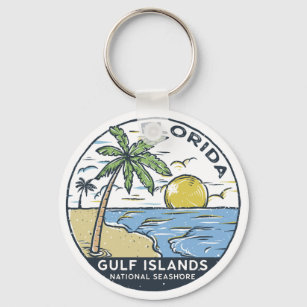 Vintage van de Golfeilanden National Seashore Flor Sleutelhanger