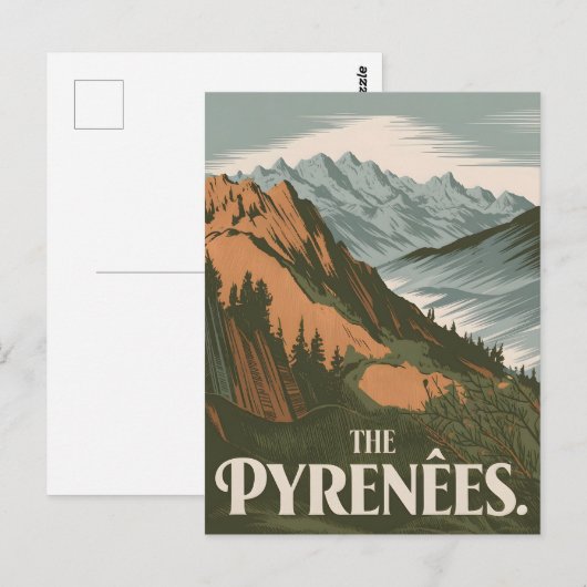 Vintage van de Pyreneeën Briefkaart (Voorkant / Achterkant)
