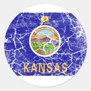 Vintage van de staatsvlag van Kansas Ronde Sticker
