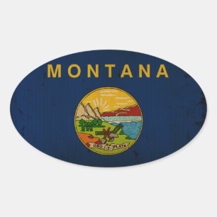 Vintage van de Staatsvlag van Montana.png Ovale Sticker