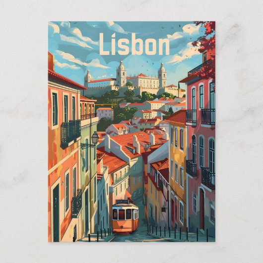 Vintage van de tram van Lissabon Briefkaart (Voorkant)