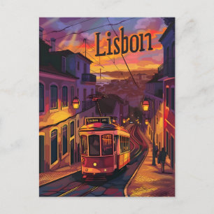 Vintage van de tram van Lissabon Briefkaart
