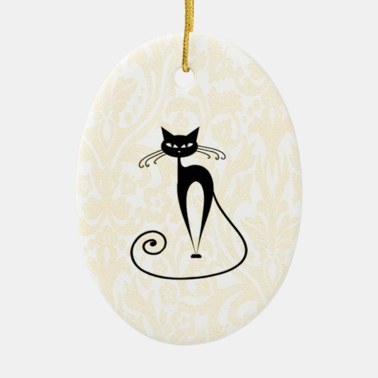 Vintage van de zwarte kattendamp keramisch ornament (Voorkant)