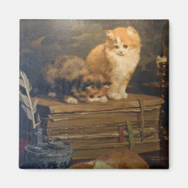 Vintage Van den Eycken Drie Katten op een bureau Magneet
