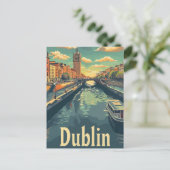 Vintage van Dublin Ierland Retro Travel Illustrati Briefkaart (Staand voorkant)