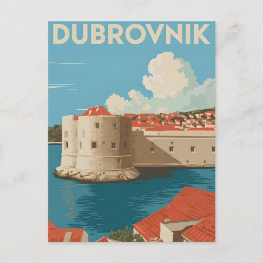 Vintage van Dubrovnik Briefkaart (Voorkant)