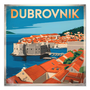 Vintage van Dubrovnik Foto Afdruk