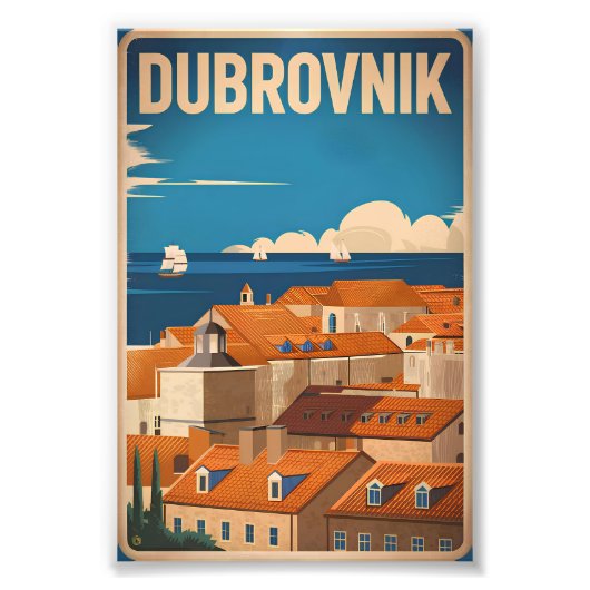 Vintage van Dubrovnik Foto Afdruk (Voorkant)