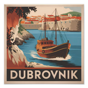 Vintage van Dubrovnik Foto Afdruk