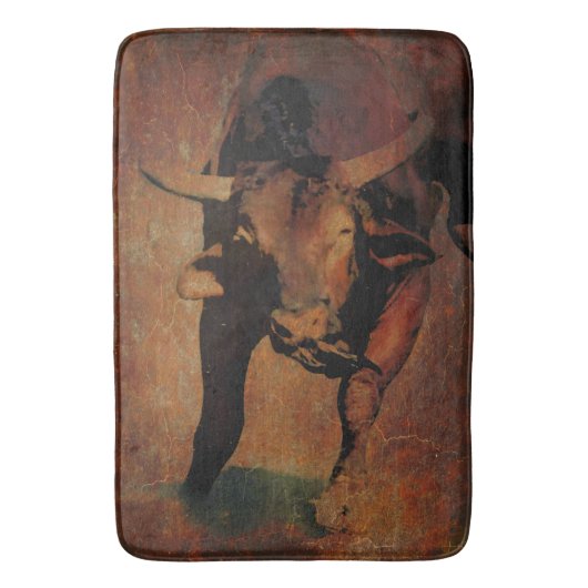 Vintage van een Kind Bath Mat Western Bull (Voorkant Verticaal)