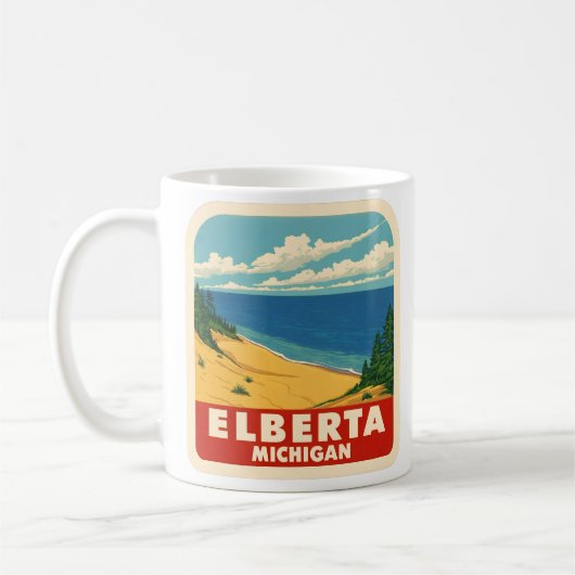 Vintage van Elberta Michigan Koffiemok (Links)