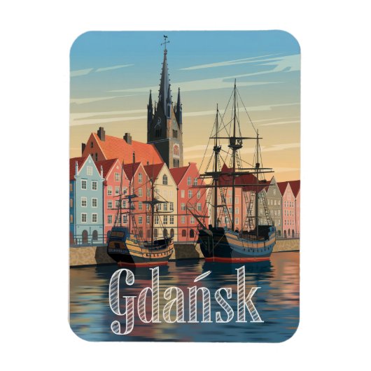 Vintage van Gdansk Polen Magneet (Verticaal)