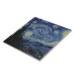 Vintage Van Gogh De Sterrennacht Tegeltje<br><div class="desc">Dit ontwerp is geïnspireerd door Vincent van Gogh's olie uit 1889 op het schilderij van doek,  genaamd "De Sterrennacht".</div>