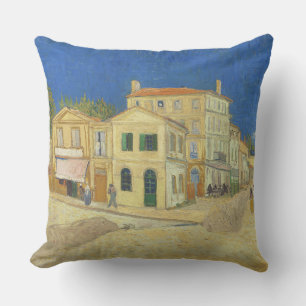 Vintage Van Gogh Gele Huis Blauwe Lucht Schilderij Buitenkussen