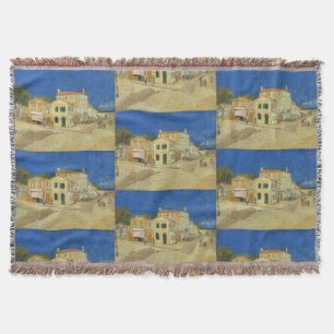 Vintage Van Gogh Gele Huis Blauwe Lucht Schilderij Deken