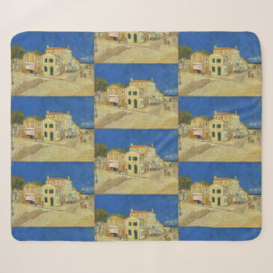 Vintage Van Gogh Gele Huis Blauwe Lucht Schilderij Sherpa Deken