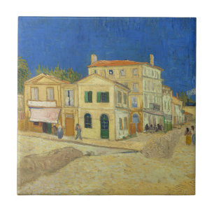 Vintage Van Gogh Gele Huis Blauwe Lucht Schilderij Tegeltje