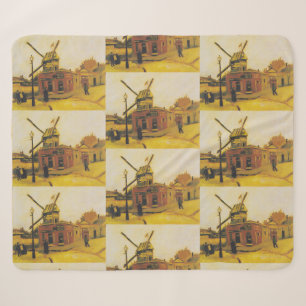 Vintage Van Gogh Parijs Windmolen Schilderij Sherpa Deken